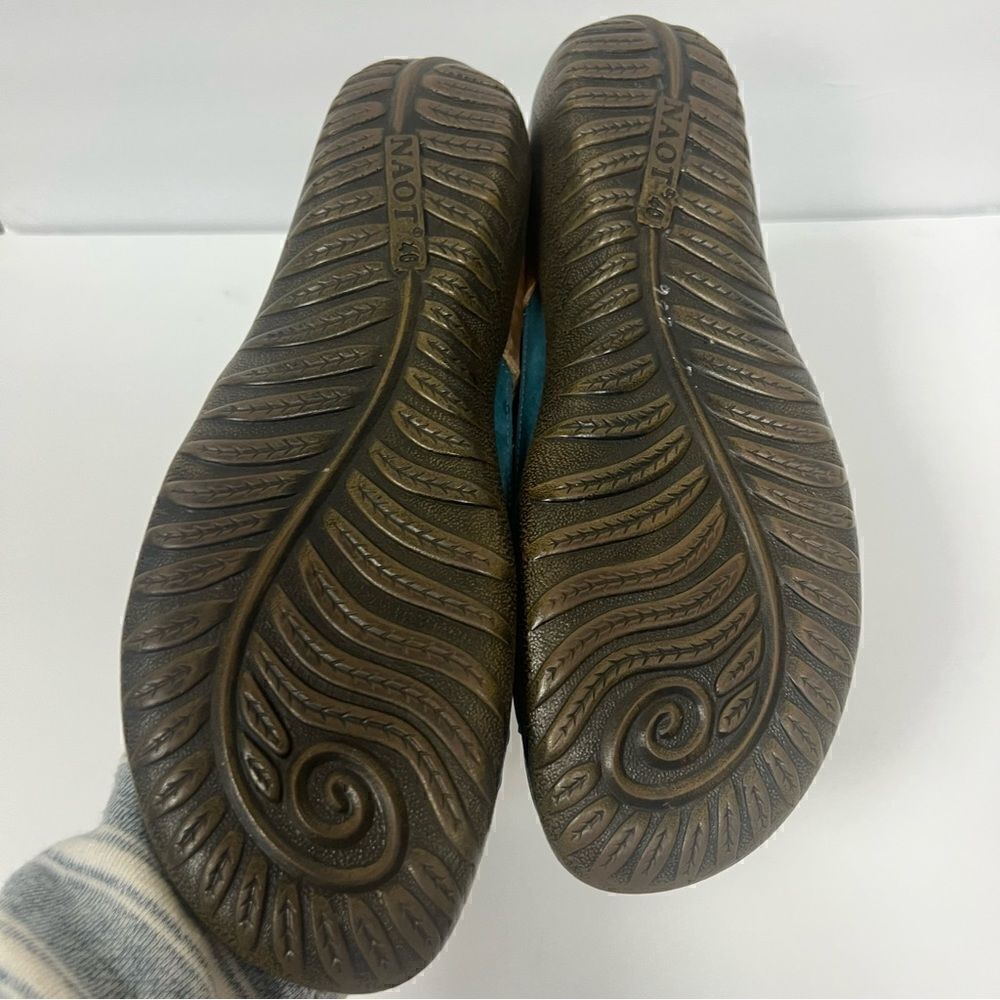 Naot teal nubuck and brown comfort leather sandals 40 - Picture 8 of 9